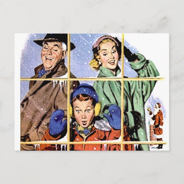 Cartes Pour Fêtes Annuelles Retro 1950 Noël (Devant)