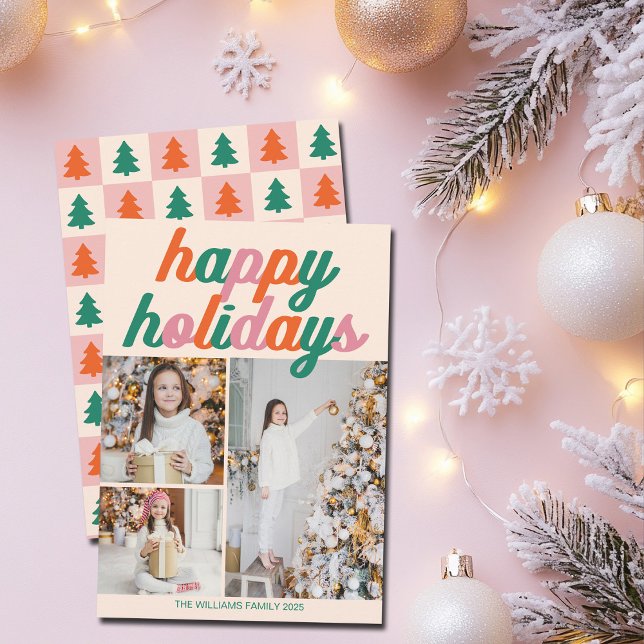 Cartes Pour Fêtes Annuelles Retro 3 Photo Christmas Collage Happy Holidays (Créateur téléchargé)