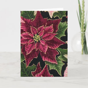 Cartes Pour Fêtes Annuelles Rétro 50s Poinsettia Bordeaux Rose