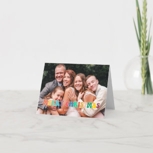 Cartes Pour Fêtes Annuelles Retro 60s Hippie Fun Joyeux Noël Famille Photo