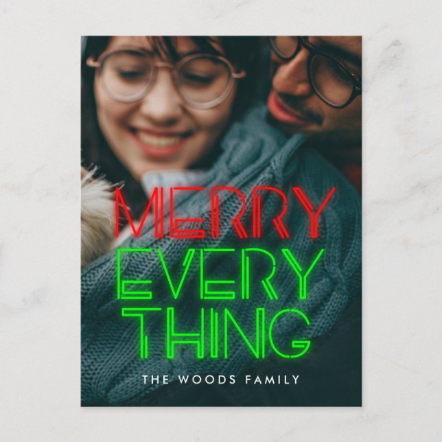 Cartes Pour Fêtes Annuelles Retro 80s Lumières néon Joyeux tout photo (Devant)