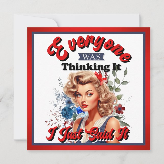 Cartes Pour Fêtes Annuelles Retro American Pinup_ Je Viens De Le Dire (Devant)