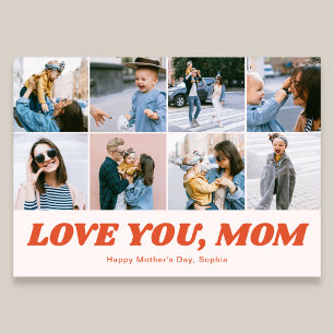 Cartes Pour Fêtes Annuelles Retro Amour Maman 12 Collage Photo Rose