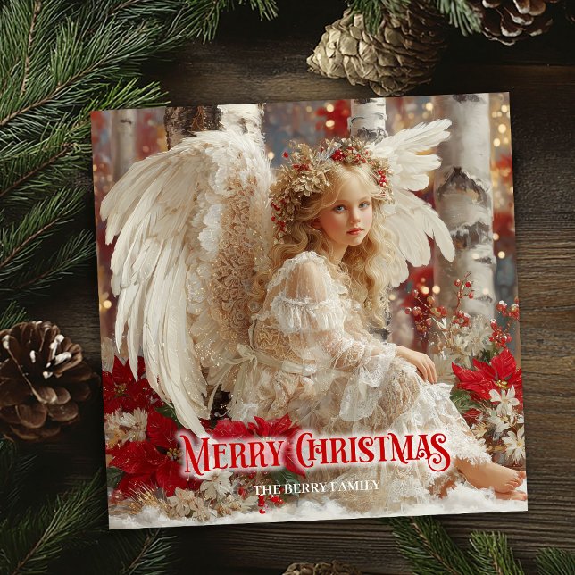 Cartes Pour Fêtes Annuelles Retro angelic angel editable Christmas greeting  (Retro angelic angel editable Christmas greeting card)