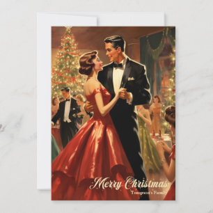Cartes Pour Fêtes Annuelles Retro aquarelle Noël famille danse