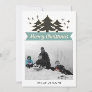 Cartes Pour Fêtes Annuelles Retro Arbres de Noël I Photo Noël Salutation