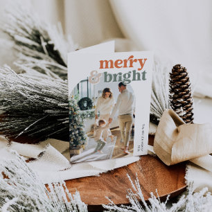 Cartes Pour Fêtes Annuelles Retro Arch Photo Merry & Bright Holiday Card