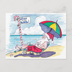 Cartes Pour Fêtes Annuelles Retro Beach Santa Claus Noël