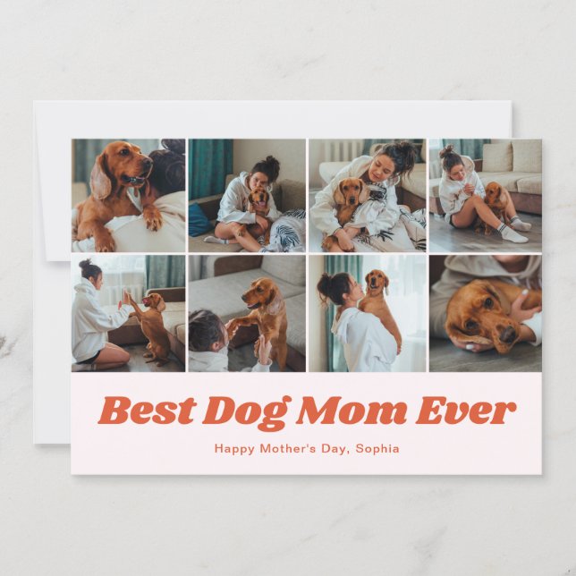 Cartes Pour Fêtes Annuelles Retro Best Dog Mom 12 Photo Collage Pink (Devant)