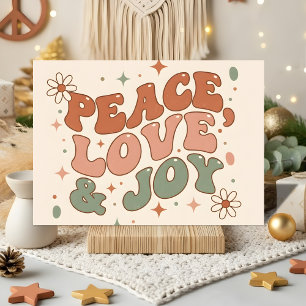 Cartes Pour Fêtes Annuelles Rétro Boho Paix Amour Joie Noël