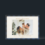 Cartes Pour Fêtes Annuelles Retro Buffalo Plaid Tartan Motif Marine Bleu noir<br><div class="desc">Motif tatan plaid de Buffalo rétro en bleu marine et noir</div>