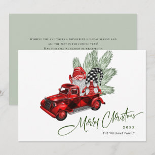 Cartes Pour Fêtes Annuelles Retro Buffalo Red Truck Gnomes Rustique Noël