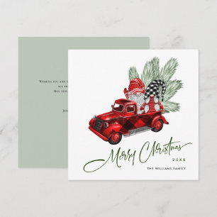 Cartes Pour Fêtes Annuelles Retro Buffalo Red Truck Gnomes Rustique Noël
