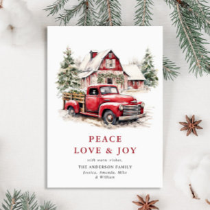 Cartes Pour Fêtes Annuelles Rétro Camion de la ferme rouge Noël Arbre de voeux