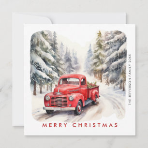 Cartes Pour Fêtes Annuelles Rétro Camion de la ferme rouge Noël Arbre de voeux