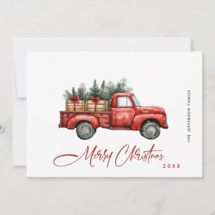 Cartes Pour Fêtes Annuelles Rétro Camion de la ferme rouge Noël Arbre de voeux
