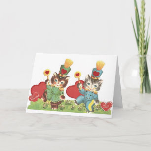 Cartes Pour Fêtes Annuelles Retro Cat Parade Valentine's Day Card