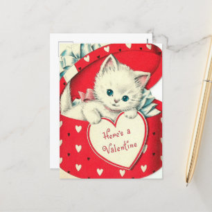 Cartes Pour Fêtes Annuelles rétro chat vintage Valentine