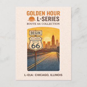 Cartes Pour Fêtes Annuelles Rétro Chicago Illinois Route 66 Point de départ La
