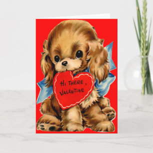 Cartes Pour Fêtes Annuelles Rétro chiot vintage Valentine de cocker