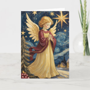 Cartes Pour Fêtes Annuelles Retro Christmas Angel Art Ajouter Votre Propre Mes