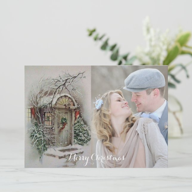 Cartes Pour Fêtes Annuelles Retro Christmas Card Ajouter votre photo (Debout devant)