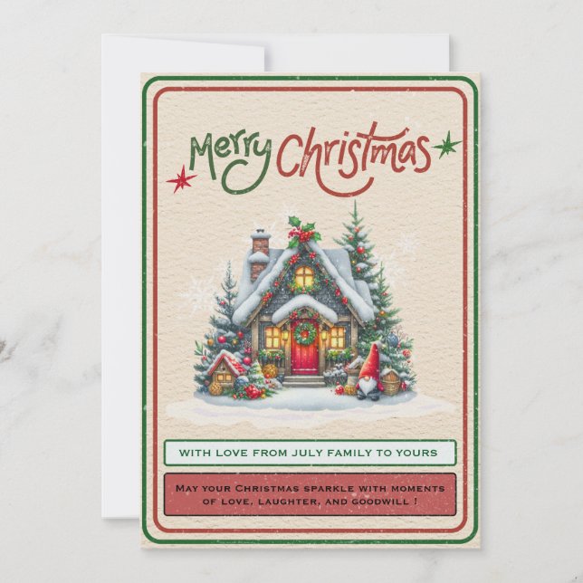 Cartes Pour Fêtes Annuelles 🎄Retro Christmas Cozy Snow House (Devant)