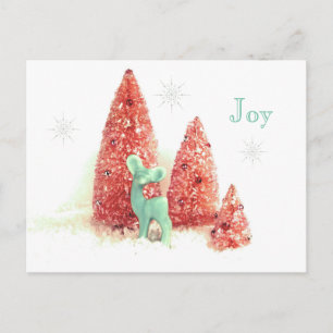 Cartes Pour Fêtes Annuelles Retro Christmas Deer Joie avec des flocons de neig