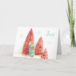 Cartes Pour Fêtes Annuelles Retro Christmas Deer Joie avec des flocons de neig