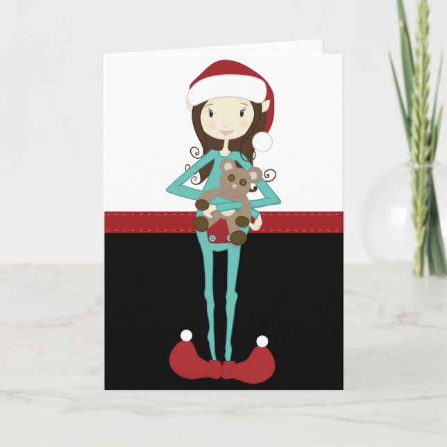 Cartes Pour Fêtes Annuelles Retro Christmas Elf (Devant)