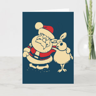 Cartes Pour Fêtes Annuelles Retro Christmas Père Noël et son Reindeer Buddy