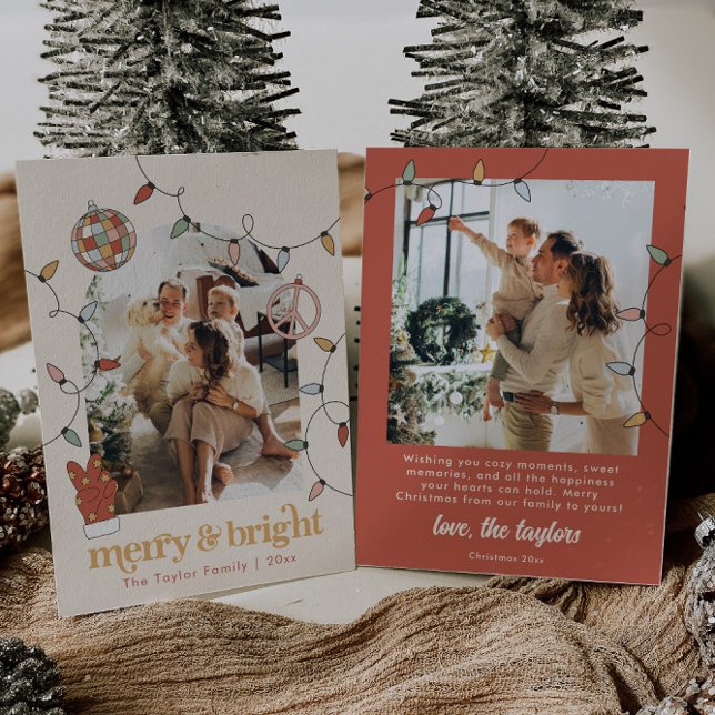 Cartes Pour Fêtes Annuelles Retro Christmas Photo Famille de Noël (Créateur téléchargé)