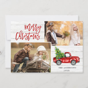 Cartes Pour Fêtes Annuelles Retro Christmas Red Truck Rustic 5 PHOTO Salutatio