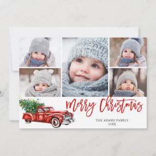 Cartes Pour Fêtes Annuelles Retro Christmas Red Truck Rustic 5 PHOTO Salutatio