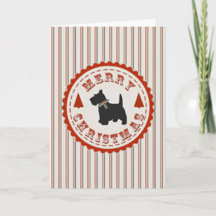 Cartes Pour Fêtes Annuelles Retro Christmas Scottish Terrier Dog Custom