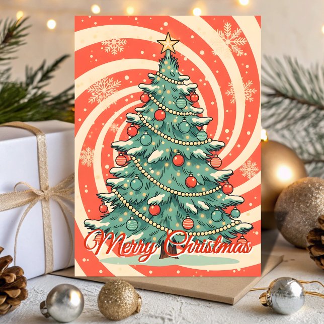Cartes Pour Fêtes Annuelles Retro Christmas Tree Blizzard (Créateur téléchargé)