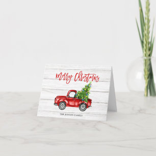 Cartes Pour Fêtes Annuelles Retro Classic Rustic Red Truck voeux de Noël