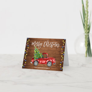 Cartes Pour Fêtes Annuelles Retro Classic Rustic Red Truck voeux de Noël
