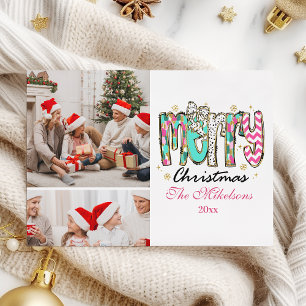 Cartes Pour Fêtes Annuelles Rétro Coloré 2 Photo Joyeux Noël