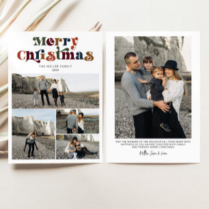 Cartes Pour Fêtes Annuelles Retro Colorful Joyeux Noël Photo Collage