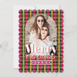 Cartes Pour Fêtes Annuelles Retro Colours Plaid Christmas Photo