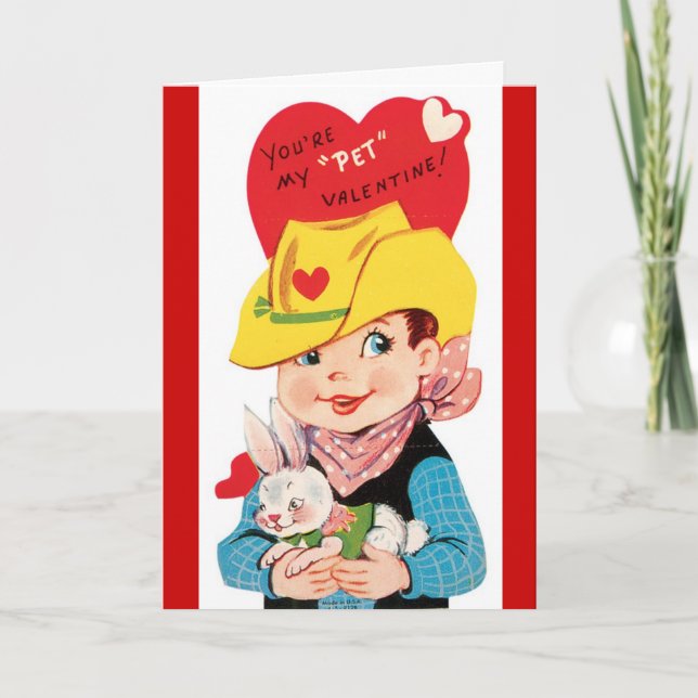 Cartes Pour Fêtes Annuelles Retro Cowboy avec Pet Valentine's Day Card (Devant)