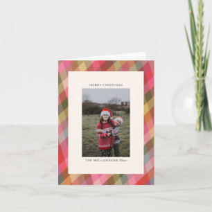 Cartes Pour Fêtes Annuelles Retro Diagonal Noël Plaid Cute Photo Blair
