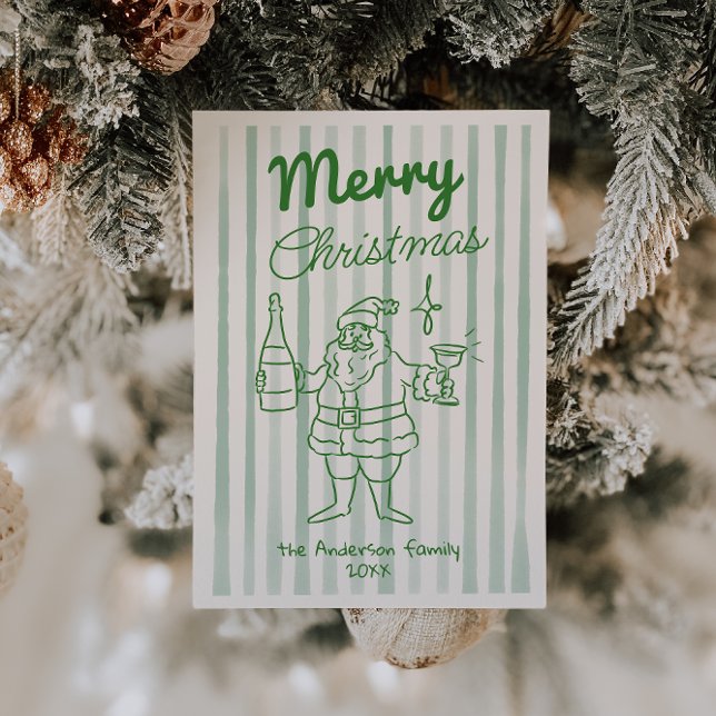 Cartes Pour Fêtes Annuelles Retro Drake Père Noël Champagne Noël Non Photo (Créateur téléchargé)