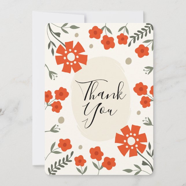 Cartes Pour Fêtes Annuelles Retro Floral Thank You Card with orange flowers (Devant)