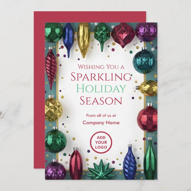 Cartes Pour Fêtes Annuelles Retro Glass-Ornament Luxe | Business Greetings (Devant / Derrière)