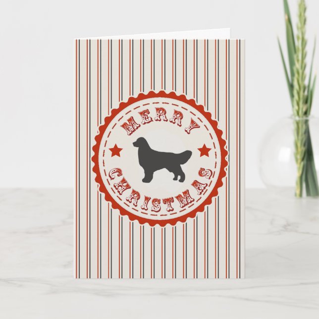 Cartes Pour Fêtes Annuelles Rétro golden retriever de Noël (Devant)