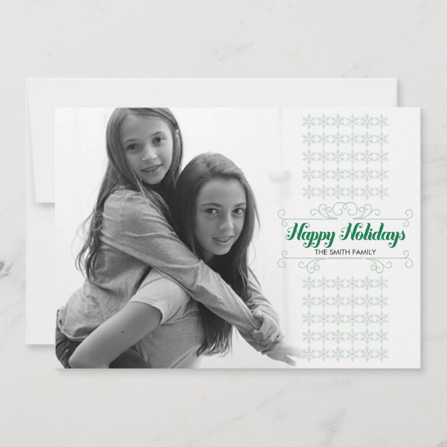 Cartes Pour Fêtes Annuelles Retro Green Snowflake Band Holiday Card (Devant)