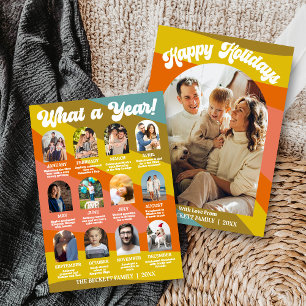 Cartes Pour Fêtes Annuelles Rétro Groovy Bilan de l'Année en 12 Photos en Arc