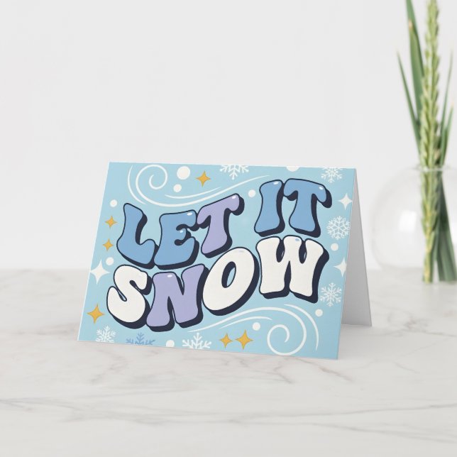 Cartes Pour Fêtes Annuelles Retro Groovy Let It Snow Merry Christmas (Devant)